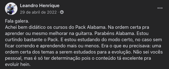 Print original do depoimento de aluno 2